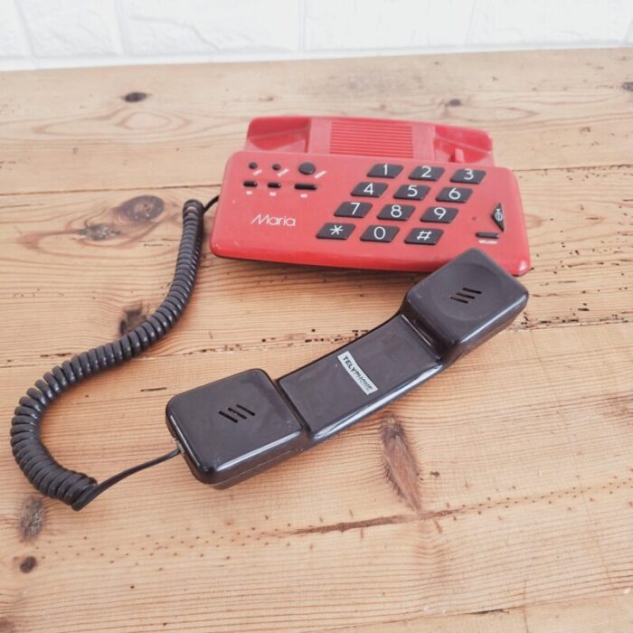 vintage black and red desk phone 1970s 7071