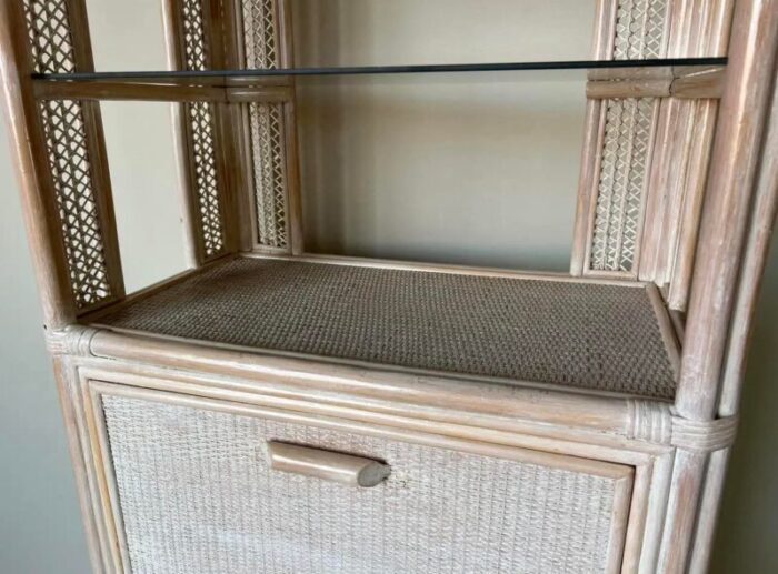 vintage boho chic cerused rattan bar cabinet 6923