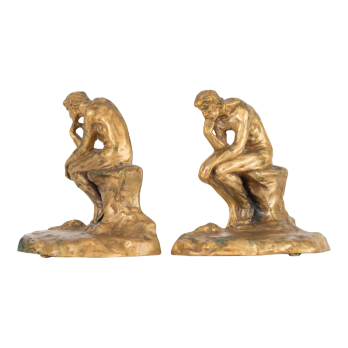 vintage brass the thinker bookends a pair 5400