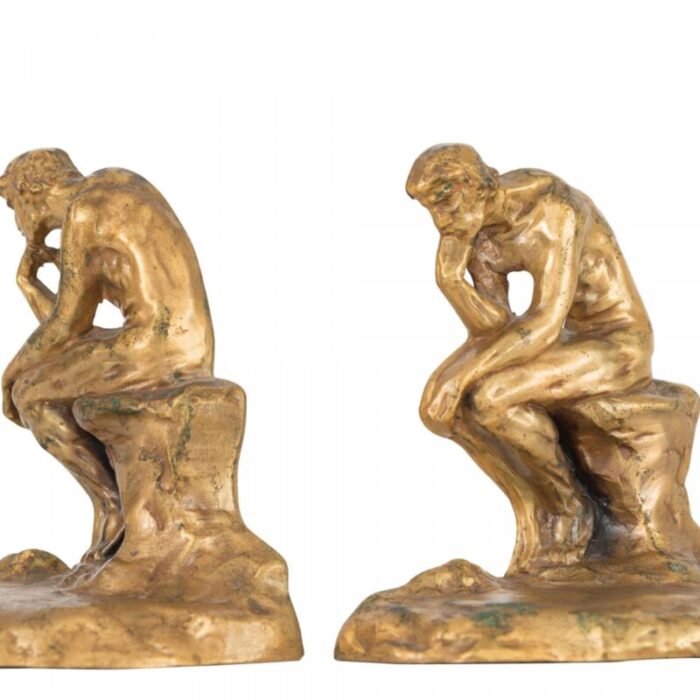 vintage brass the thinker bookends a pair 7331