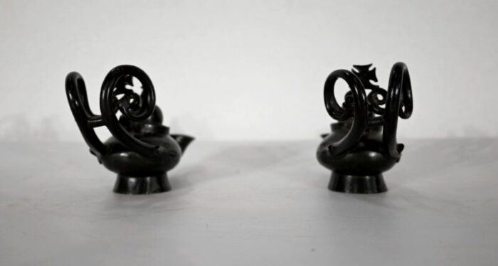 vintage bronze oil lamps 1890s set of 2 5