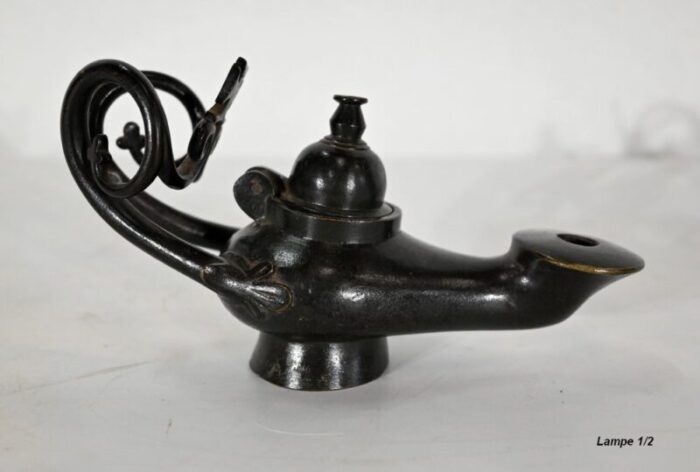 vintage bronze oil lamps 1890s set of 2 6