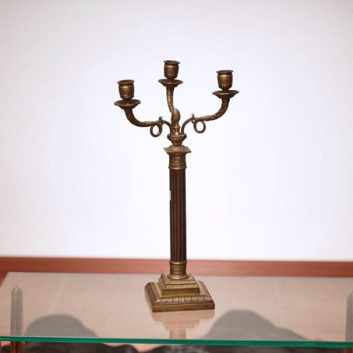 vintage bronze three arm candelabrum 1