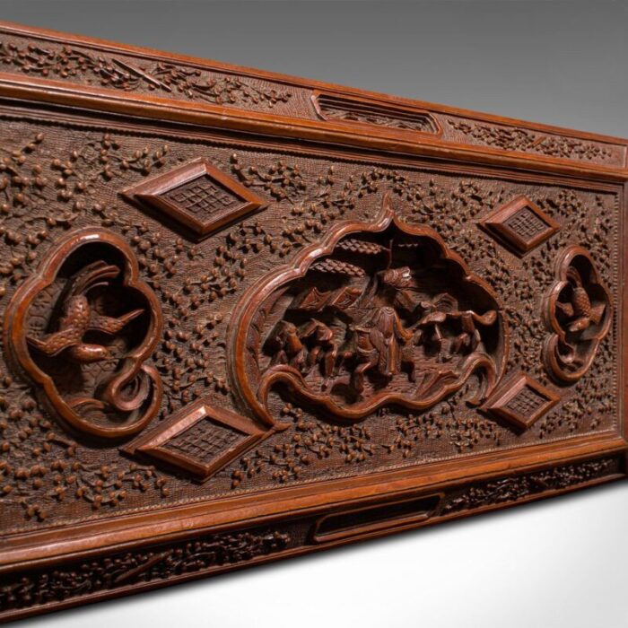 vintage chinese carved decorative box in satinwood 1950 9