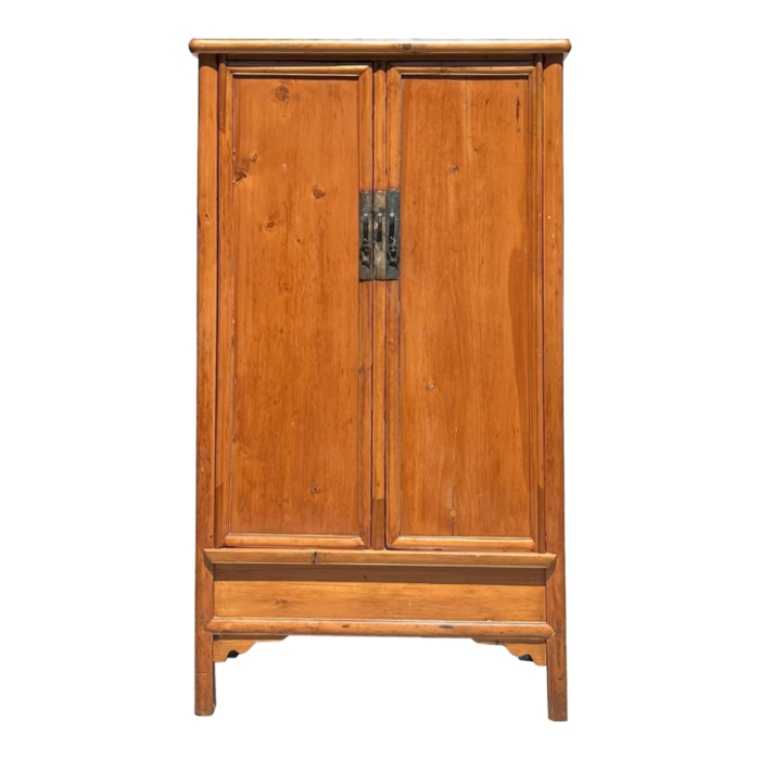 vintage chinese natural wood pattern light brown armoire wardrobe cabinet 0999