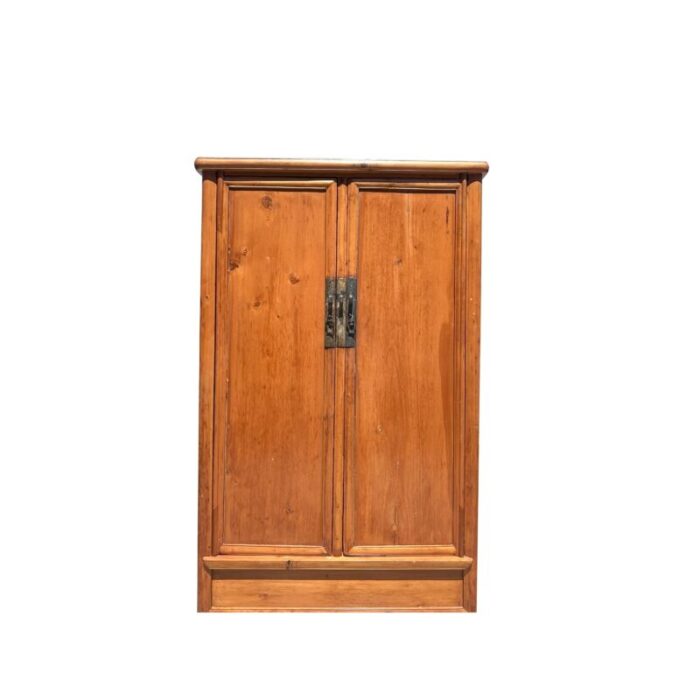 vintage chinese natural wood pattern light brown armoire wardrobe cabinet 9816