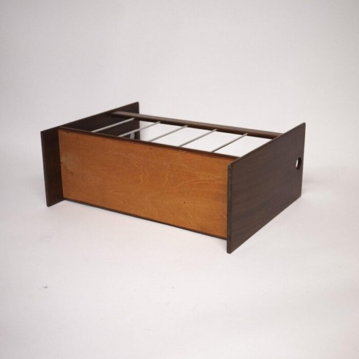 vintage danish teak and metal magazine rack 1970s 8