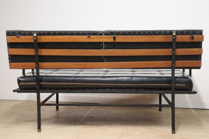 vintage daybed bench sofa in metal and leatherette 1950s 2306