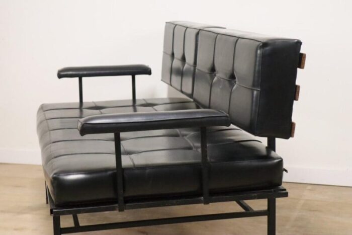 vintage daybed bench sofa in metal and leatherette 1950s 4083