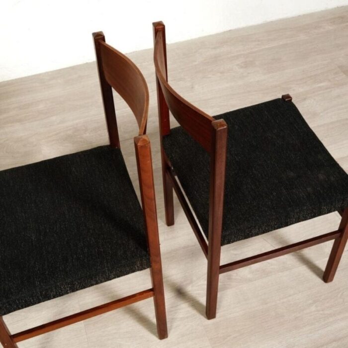 vintage dining chairs in wood and fabric 1960s set of 2 4487