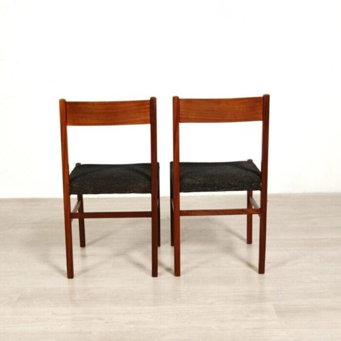 vintage dining chairs in wood and fabric 1960s set of 2 5408