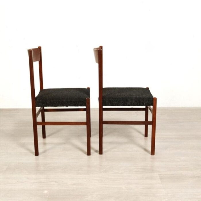 vintage dining chairs in wood and fabric 1960s set of 2 9367