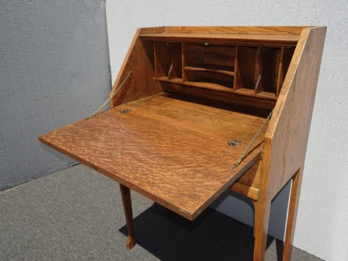 vintage french country oak drop leaf secretary desk w drawer 3589