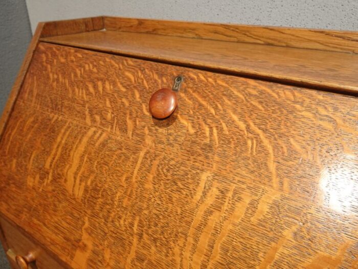 vintage french country oak drop leaf secretary desk w drawer 3723