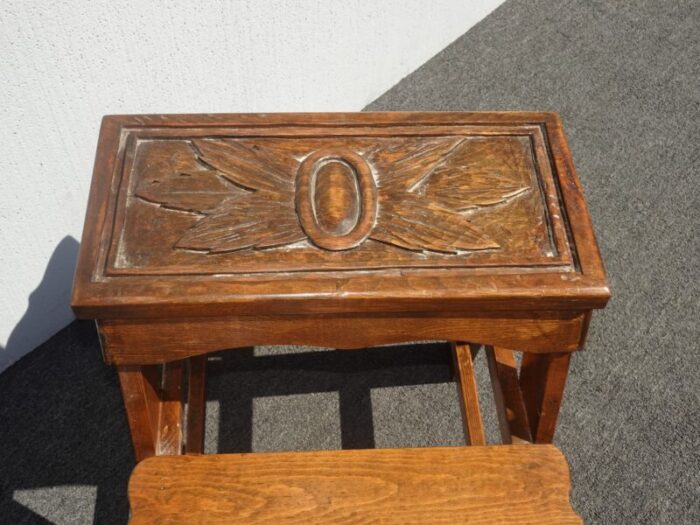 vintage french country oak five tier carved display plant stand 5676