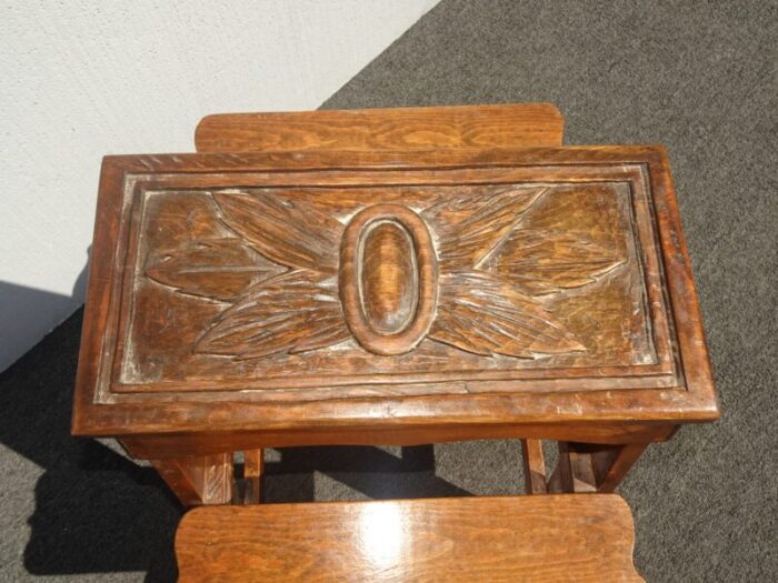 vintage french country oak five tier carved display plant stand 6936