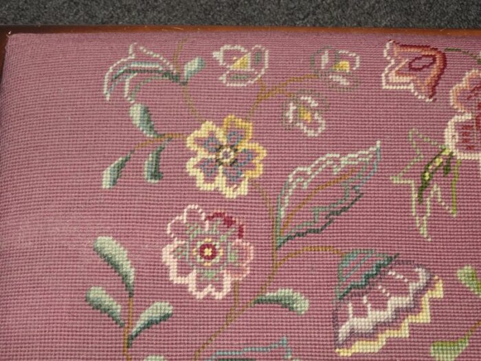 vintage french country rose floral tapestry bench stool 0207