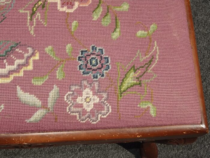 vintage french country rose floral tapestry bench stool 1347