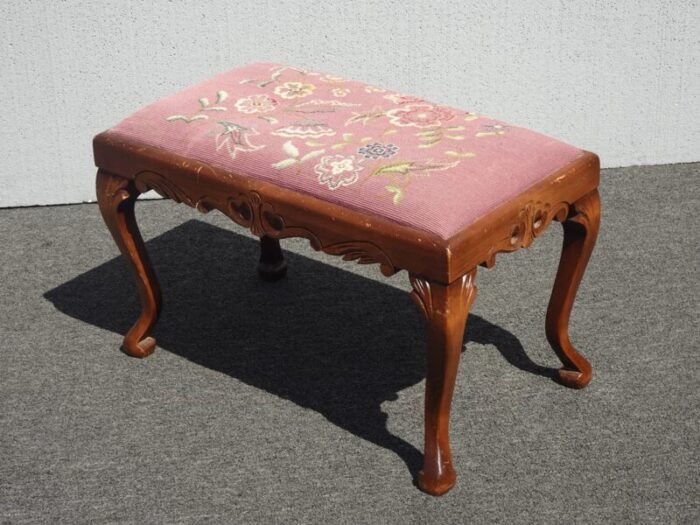 vintage french country rose floral tapestry bench stool 5527