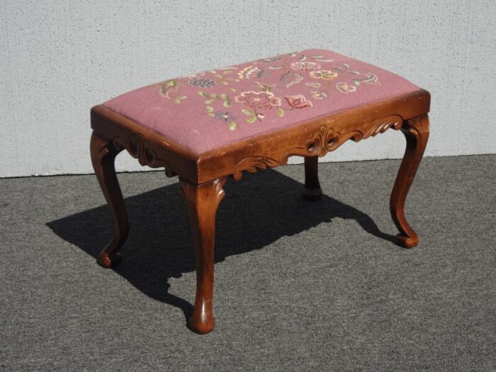 vintage french country rose floral tapestry bench stool 5663