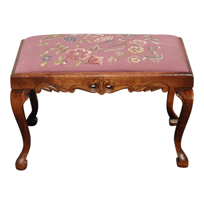 vintage french country rose floral tapestry bench stool 8331