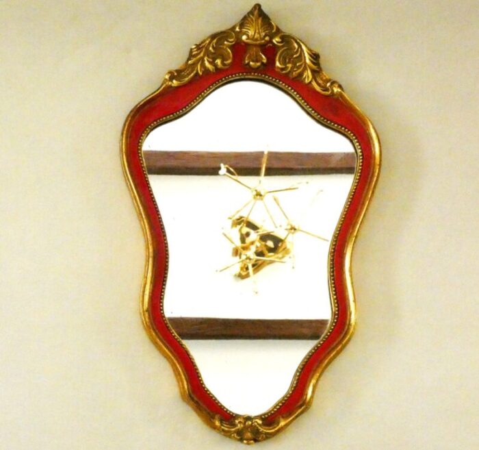 vintage french gold and red framed mirror 1950s 1