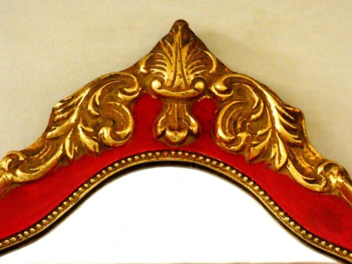 vintage french gold and red framed mirror 1950s 2