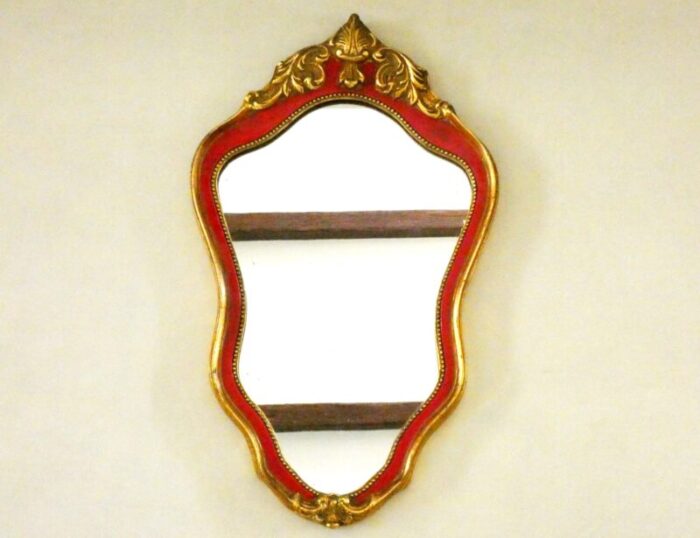 vintage french gold and red framed mirror 1950s 4