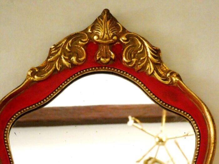 vintage french gold and red framed mirror 1950s 6