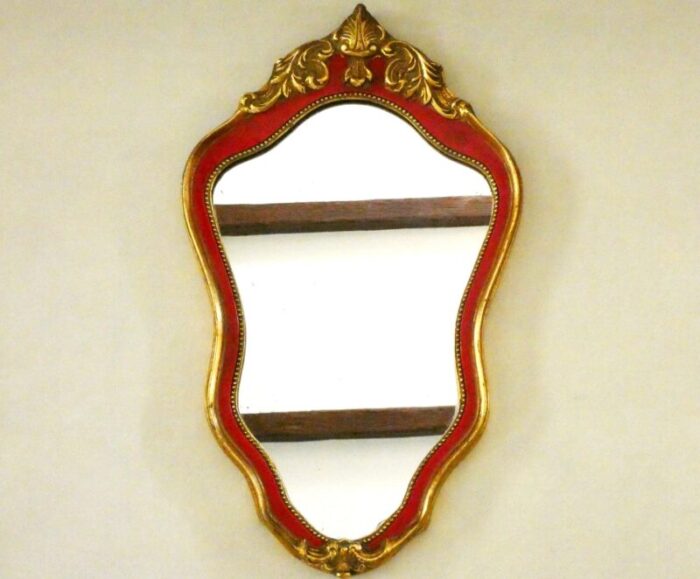 vintage french gold and red framed mirror 1950s 7