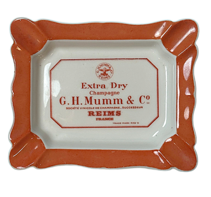 vintage french limoges champagne advertising gh mumm and co orange ashtray and catchall 7030