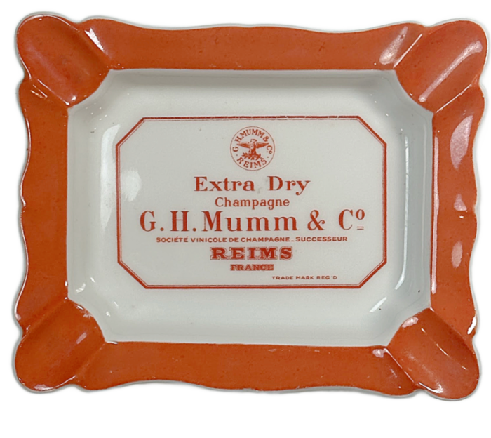 vintage french limoges champagne advertising gh mumm and co orange ashtray and catchall 7897