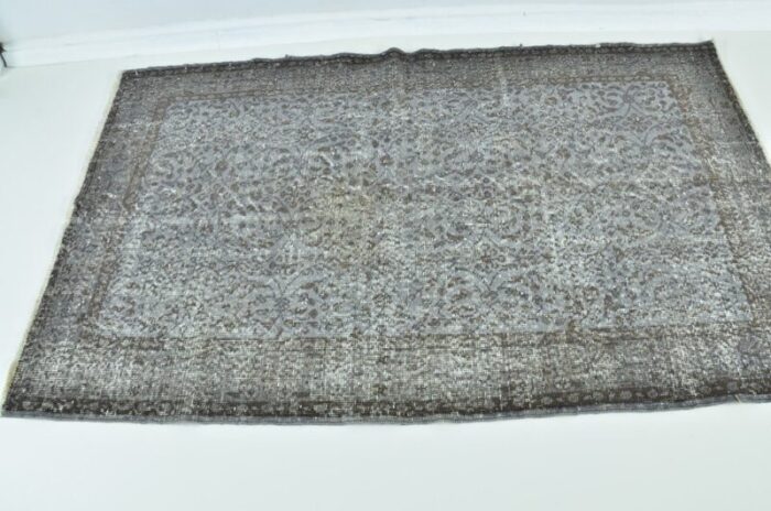 vintage gray handknotted rug 1960 5