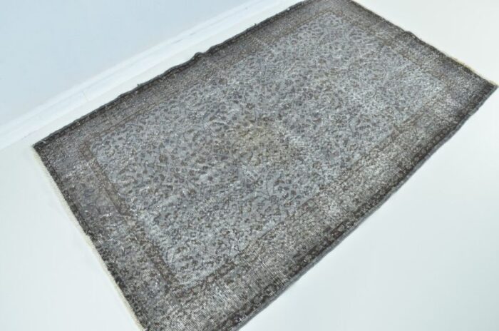 vintage gray handknotted rug 1960 6