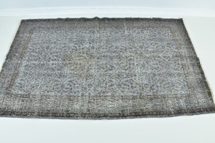 vintage gray handknotted rug 1960 8