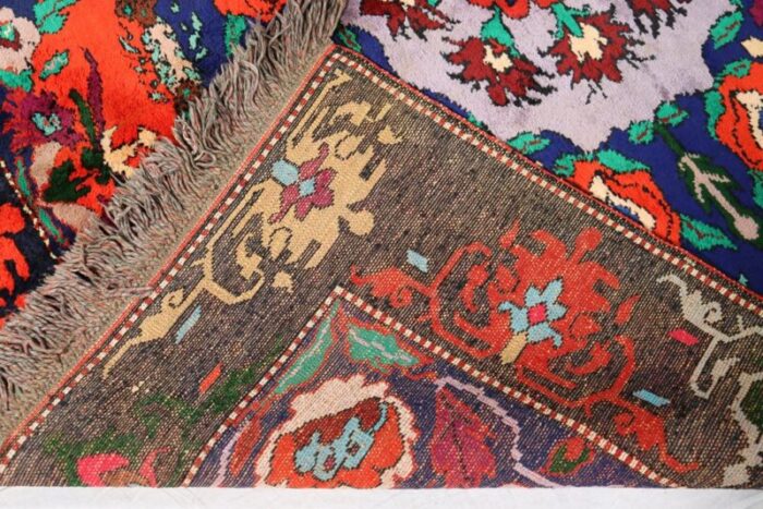 vintage hand knotted roses rug 1920s 7