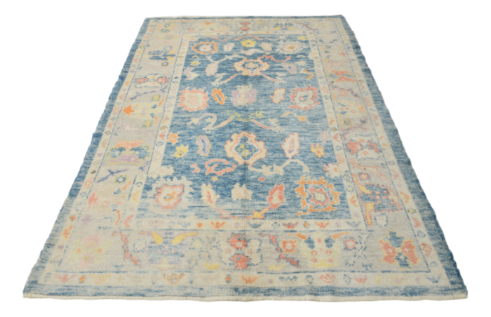 vintage handmade oushak rug in wool 3773