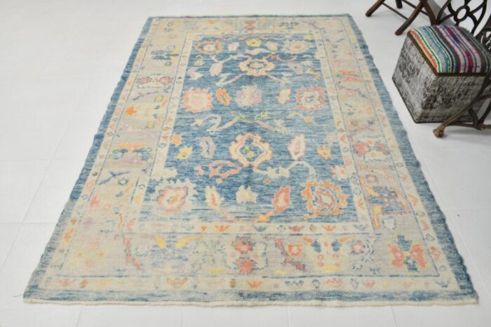 vintage handmade oushak rug in wool 7478