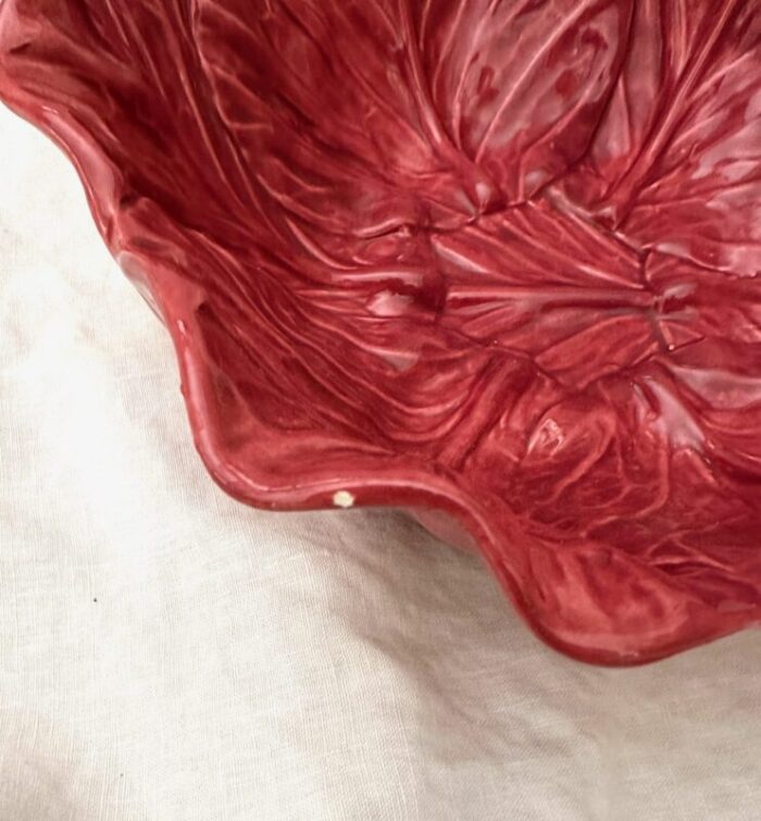 vintage handmade red cabbage leaf bowl by jan pugh 1884