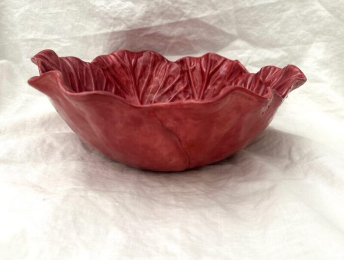 vintage handmade red cabbage leaf bowl by jan pugh 4189