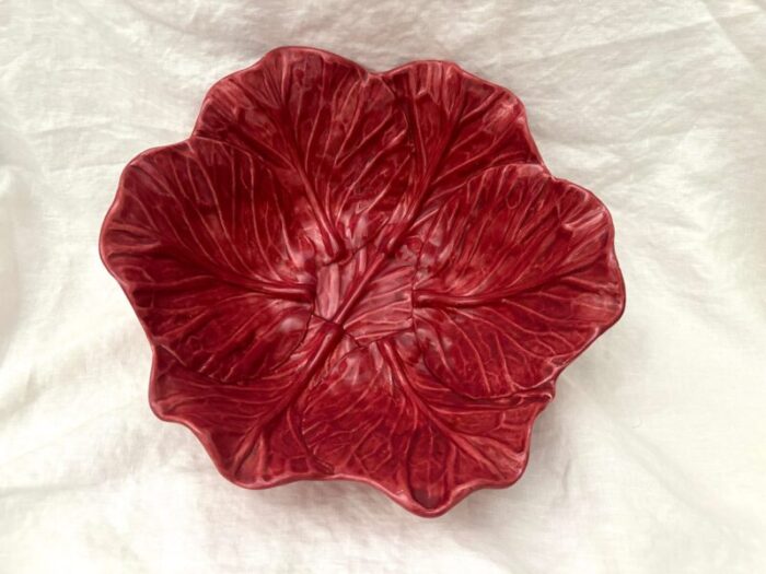 vintage handmade red cabbage leaf bowl by jan pugh 6456