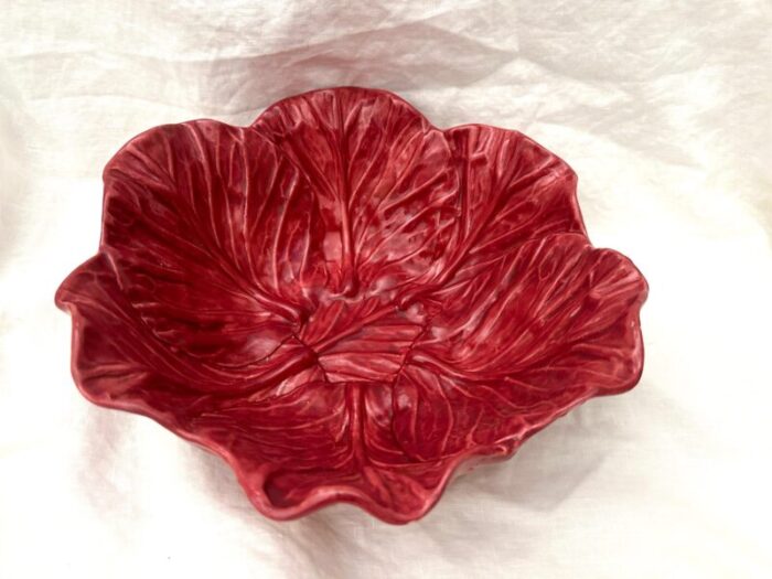 vintage handmade red cabbage leaf bowl by jan pugh 8963