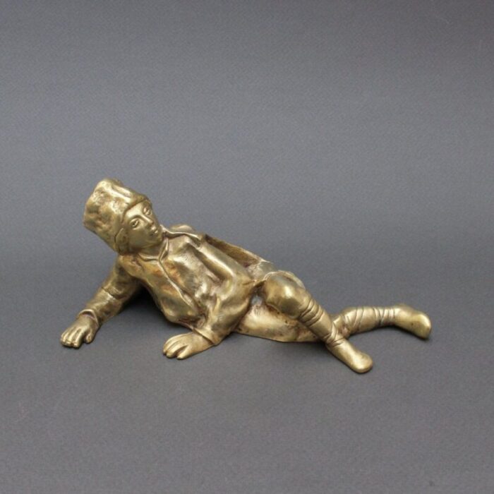 vintage italian brass desk reclining boy soldier paperweight 1