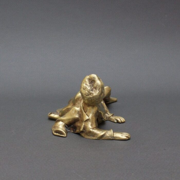 vintage italian brass desk reclining boy soldier paperweight 2