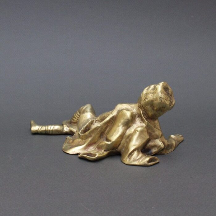 vintage italian brass desk reclining boy soldier paperweight 3