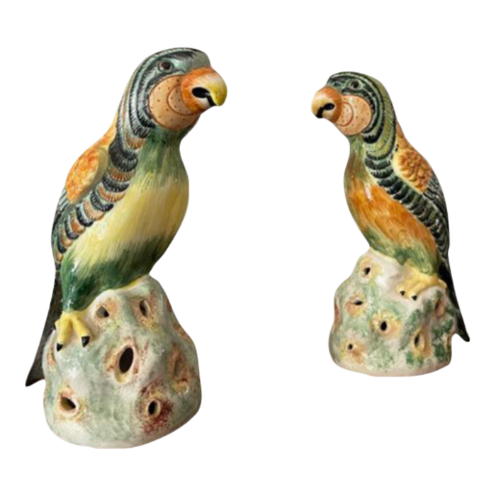 vintage italian porcelain bird figurines pair 7922