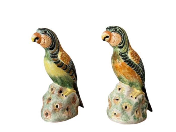 vintage italian porcelain bird figurines pair 9047