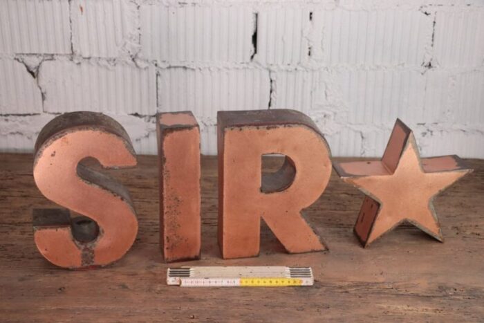 vintage italian sir letters in copper 1960s set of 4 3