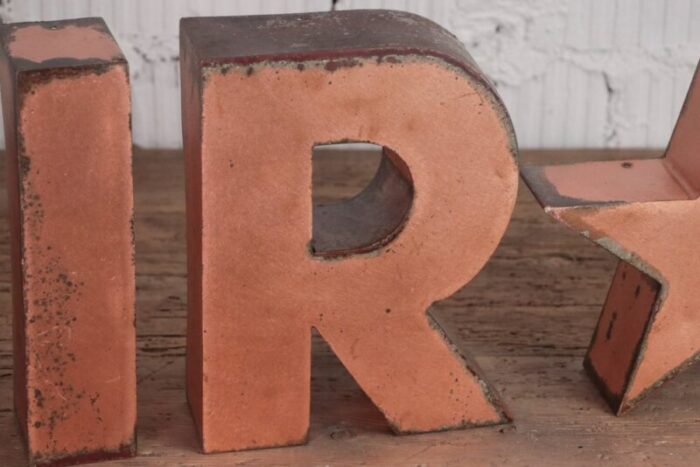 vintage italian sir letters in copper 1960s set of 4 6