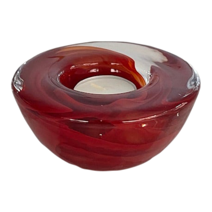 vintage kosta boda red glass votive candle 0404